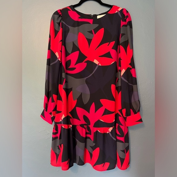 LOFT Dresses & Skirts - Ann Taylor LOFT floral dress, long sleeve. Dark purple red gray. Women’s Medium